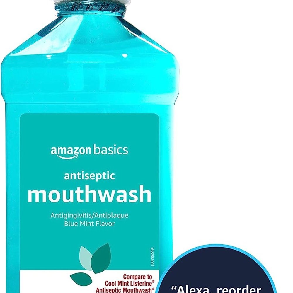 Amazon Basics Antiseptic Mouthwash, Blue Mint, 1 Liter